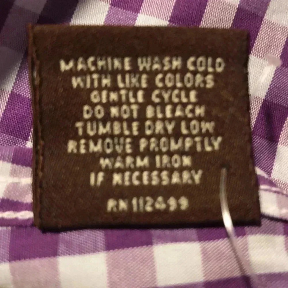 Taylorbyrd Purple Gingham Cotton Long Sleeve Dress Shirt - Picture 11 of 11